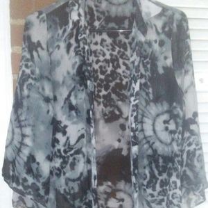 Animal Printed Black and Silver Sheer Cami Cover